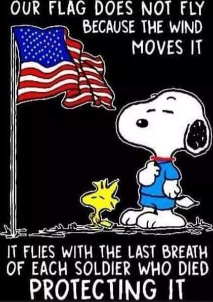OUR FLAG DOES NOT FLY BECAUSE THE WIND MOVES IT
IT FLIES WITH THE LAST BREATH OF EACH SOLDIER WHO DIED PROTECTING IT