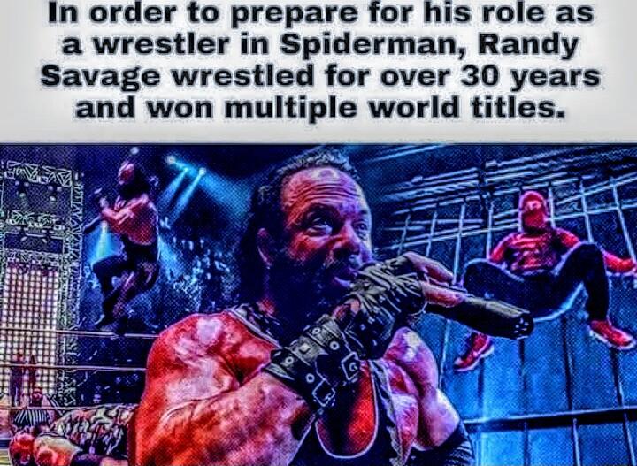 In order to prepare for a wrestler in Spiderman Randy Savage wrestled for over 30 years and won multiple world titles