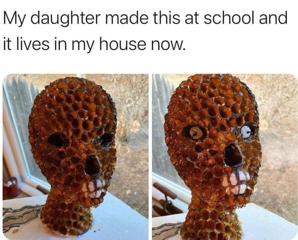 My daughter made this at school and it lives in my house now