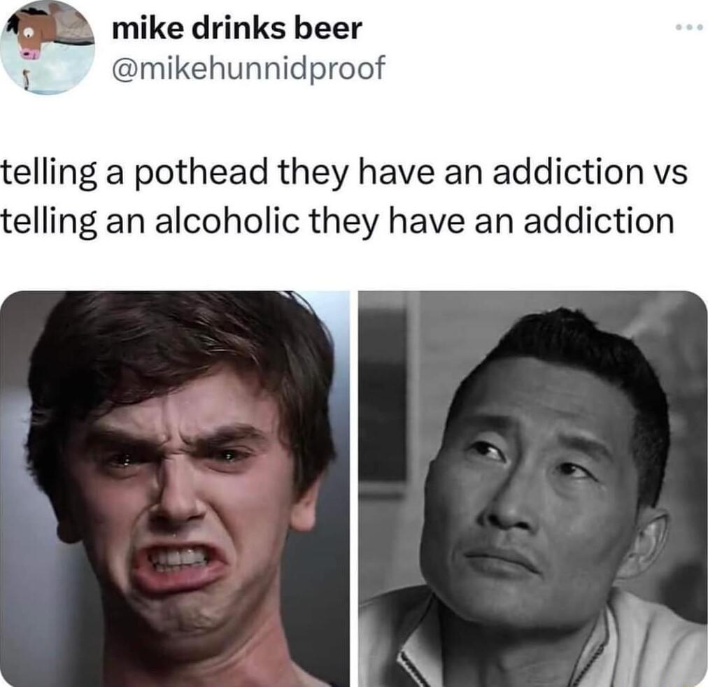 mike drinks beer mikehunnidproof elling a pothead they have an addiction vs elling an alcoholic they have an addiction