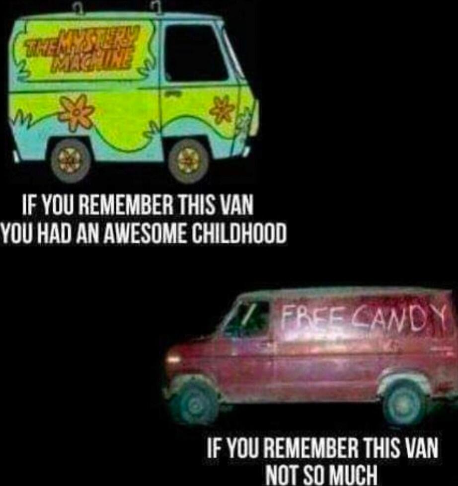 THE MYSTERY MACHINE
IF YOU REMEMBER THIS VAN YOU HAD AN AWESOME CHILDHOOD

IF YOU REMEMBER THIS VAN NOT SO MUCH