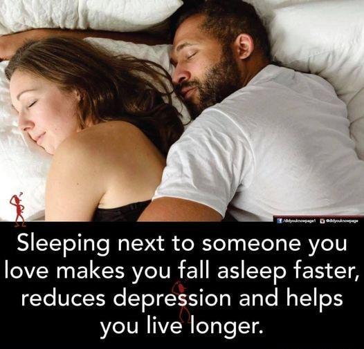 Sleeping next to someone you VRN EVEERVIITE 1EE YR 1 reduces depression and helps you live longer