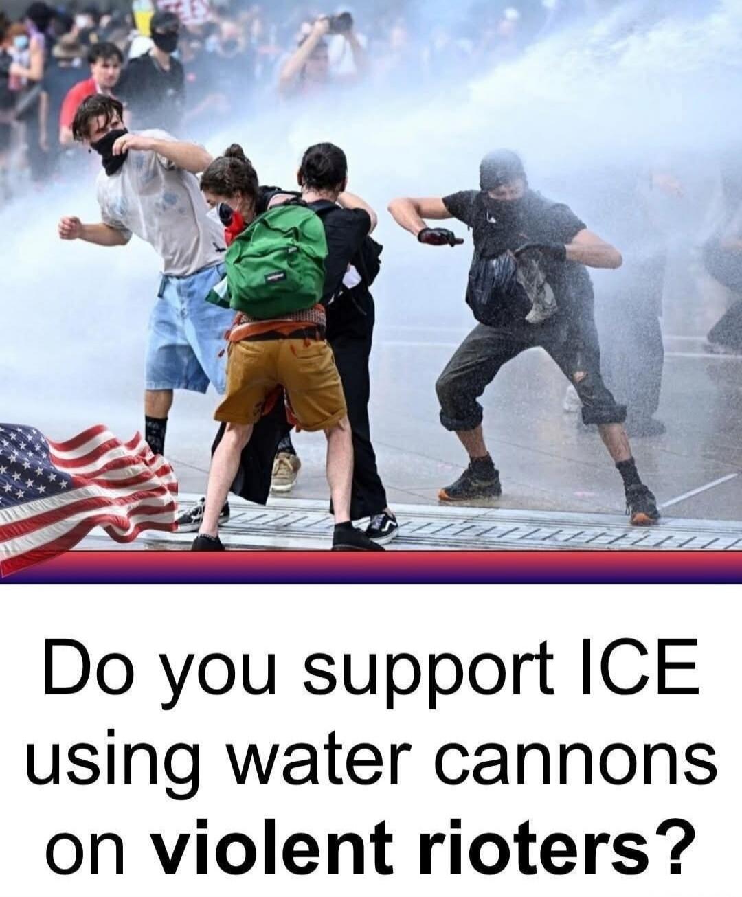 Do you support ICE using water cannons on violent rioters?