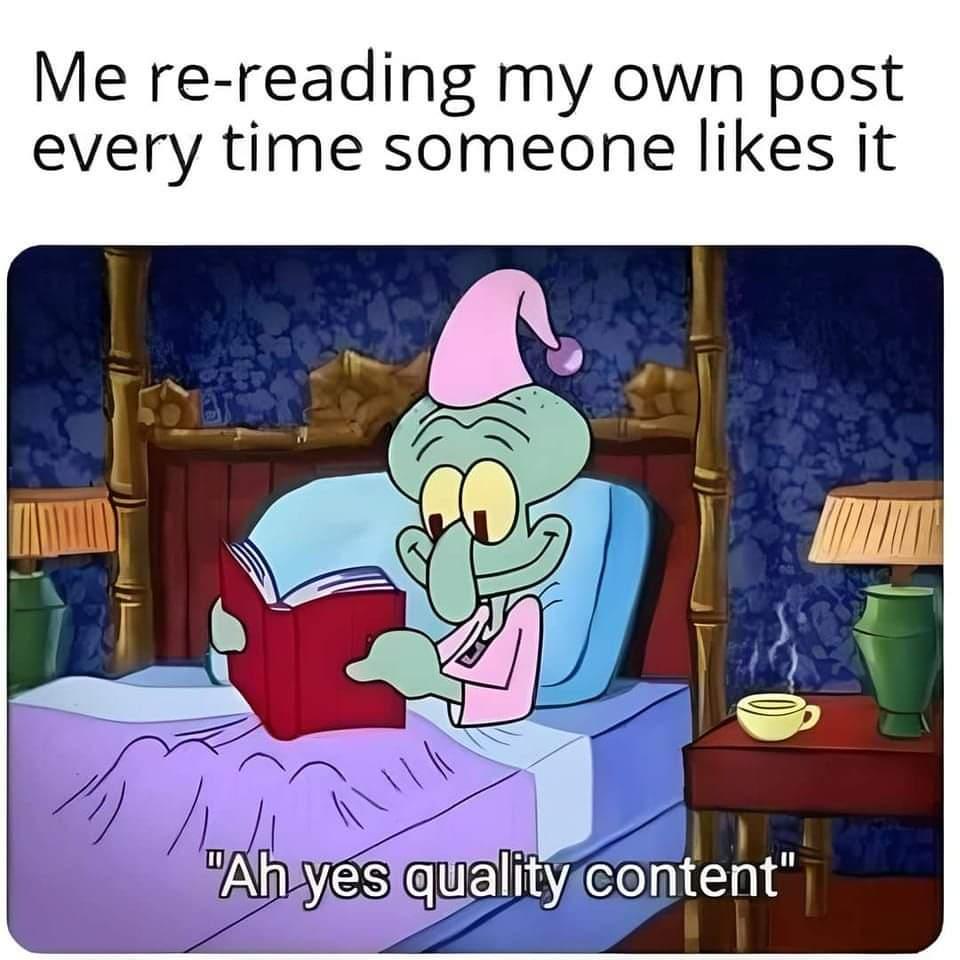 Me re reading my own post every time someone likes it