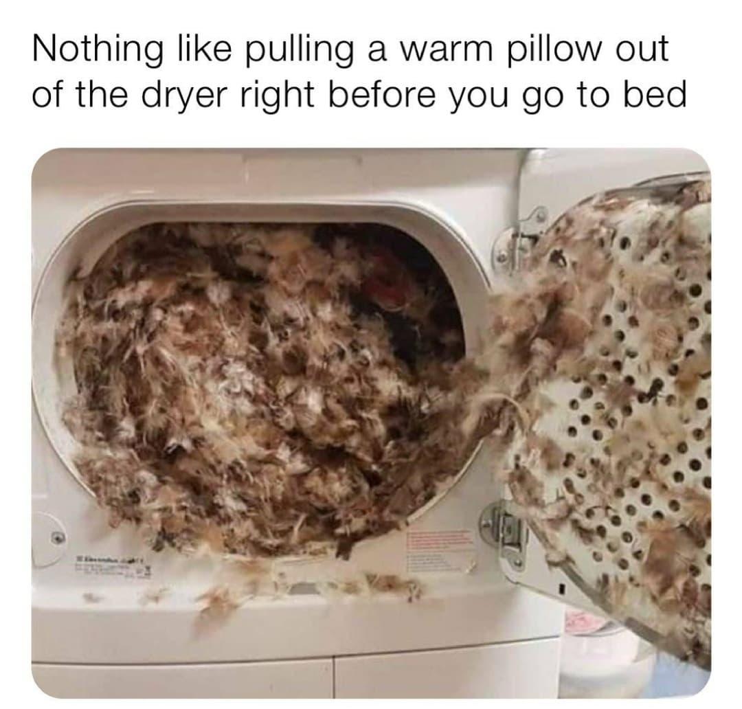 Nothing like pulling a warm pillow out of the dryer right before you go to bed