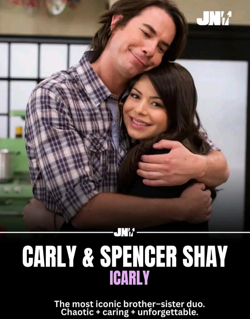 Carly & Spencer Shay iCarly. The most iconic brother-sister duo. Chaotic + caring + unforgettable.