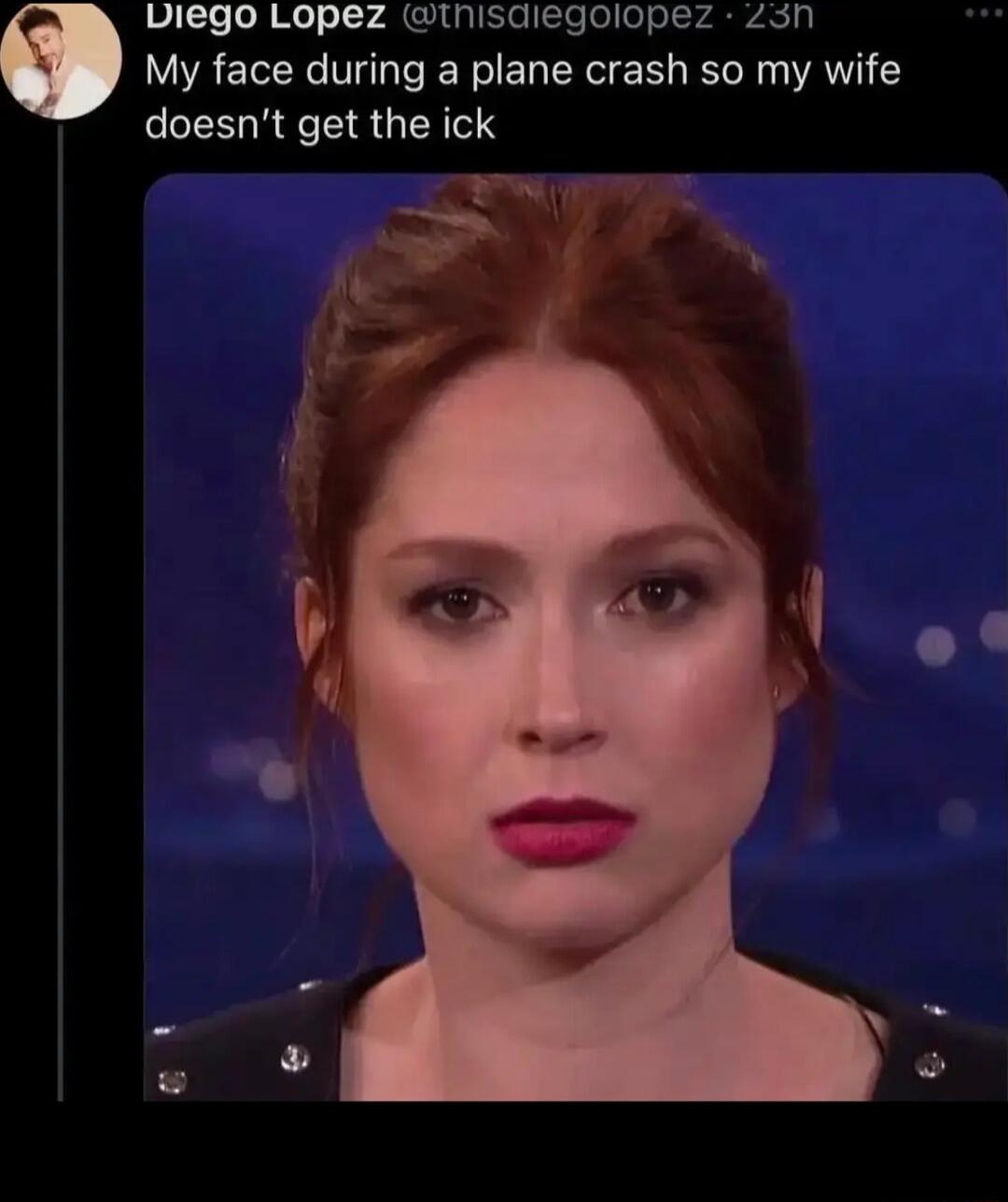 viego Lopez inisaiegolopez 23n e My face during a plane crash so my wife 1 doesnt get the ick L