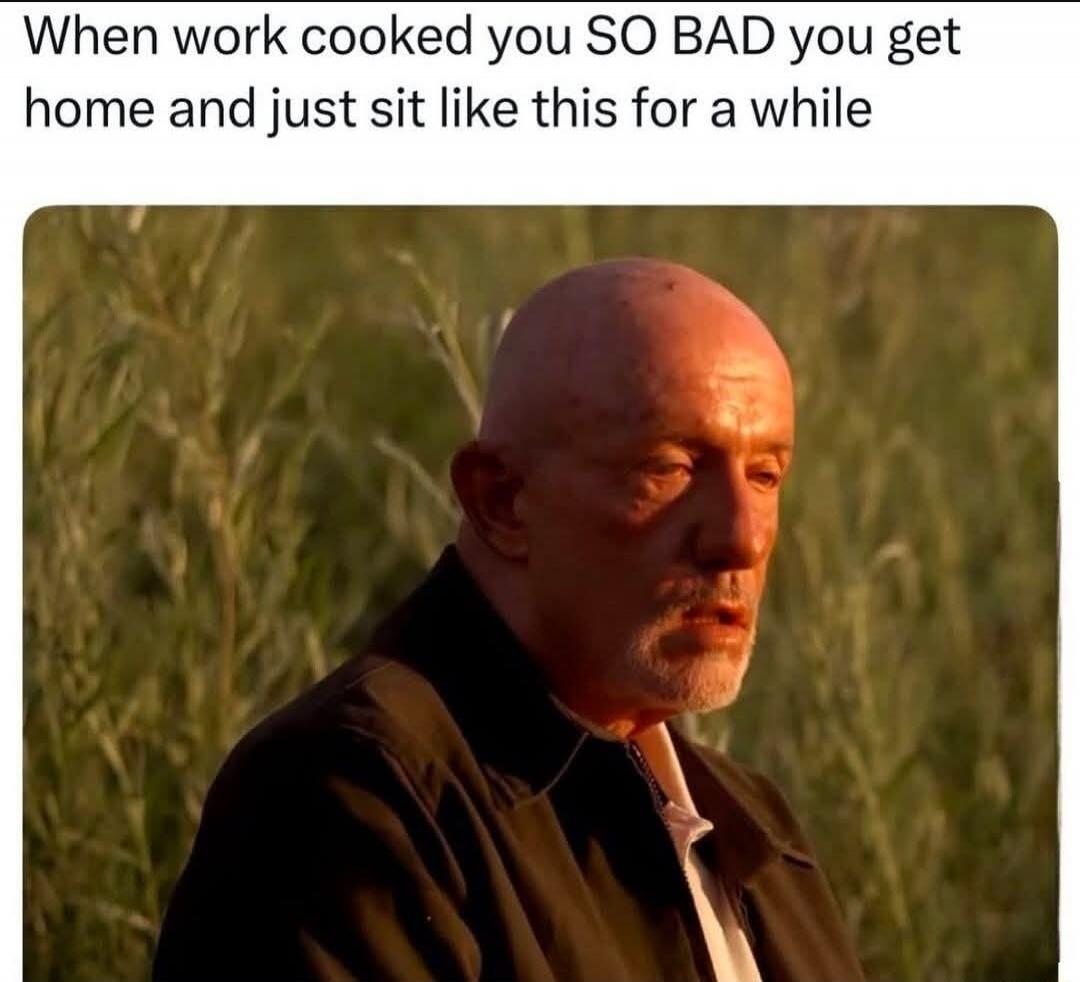 When work cooked you SO BAD you get home and just sit like this for a while