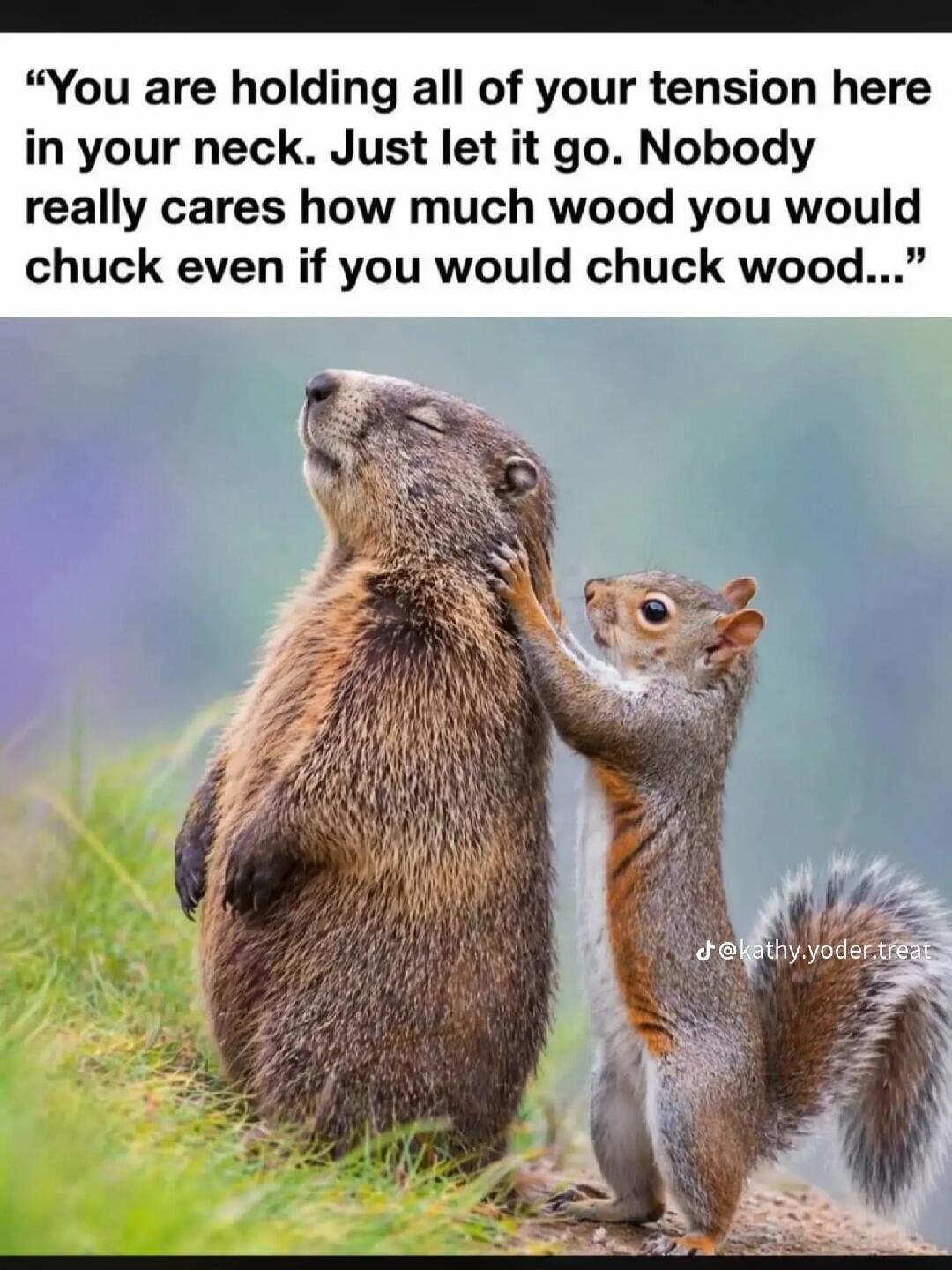 You are holding all of your tension here in your neck. Just let it go. Nobody really cares how much wood you would chuck even if you would chuck wood...