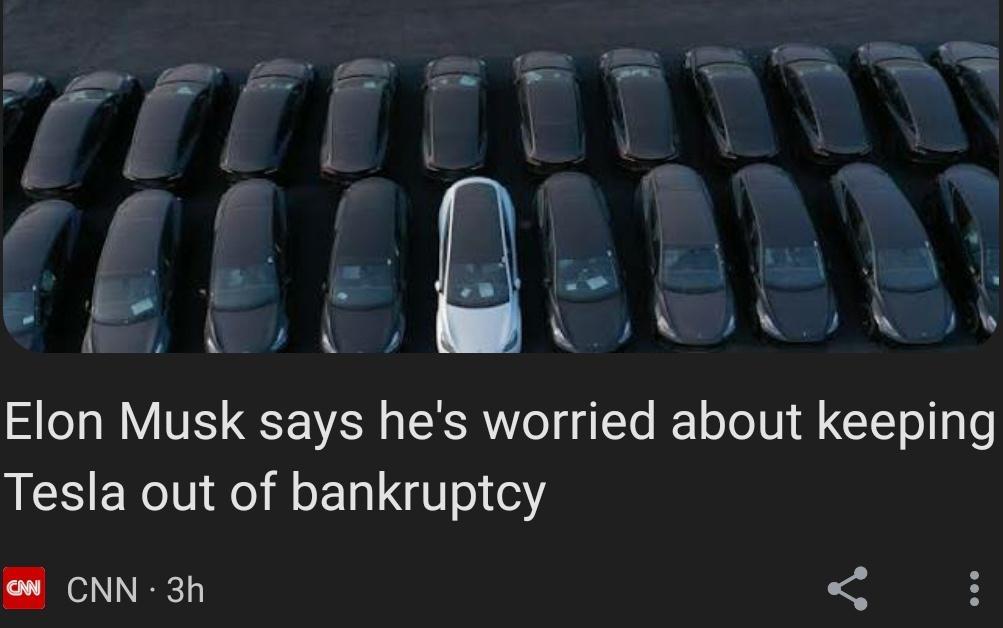 LQ Elon Musk says hes worried about keeping Tesla out of bankruptcy o CNN 3h