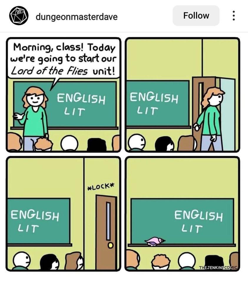 dungeonmasterdave Follow Morning class Today were going to start our Lord of the Flies unit