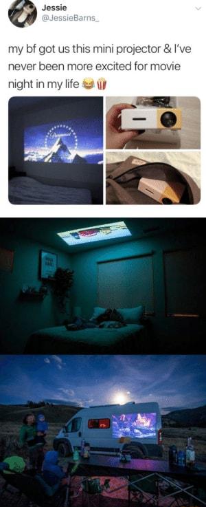 my bf got us this mini projector Ive never been more excited for movie night in my life 2