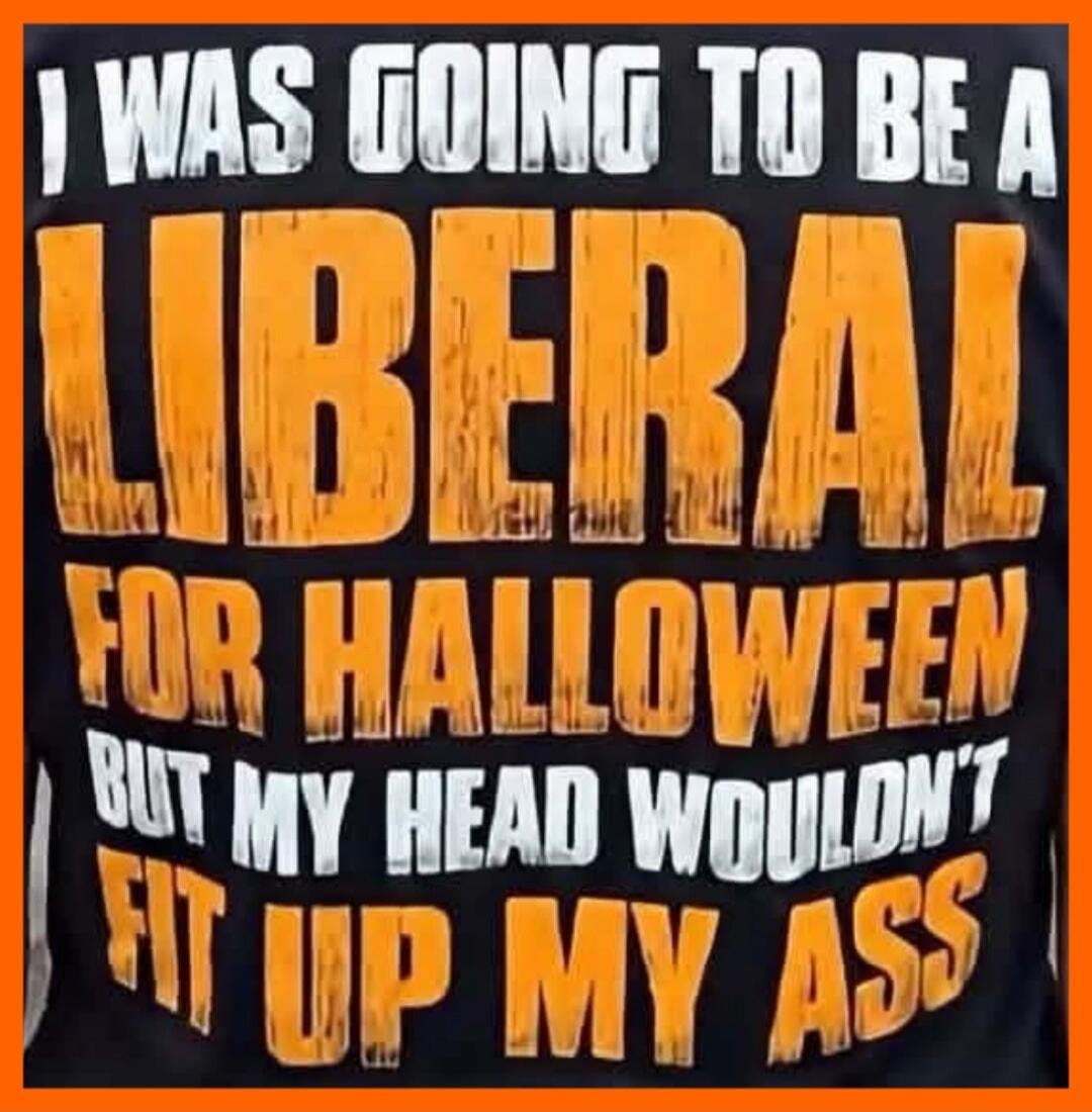 I WAS GOING TO BE A LIBERAL FOR HALLOWEEN BUT MY HEAD WOULDN'T FIT UP MY ASS