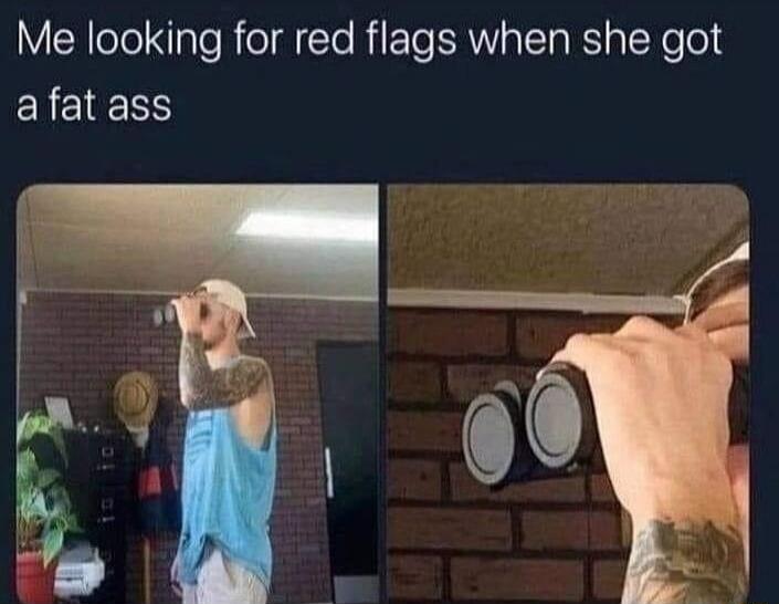 Me looking for red flags when she got EREIEEES