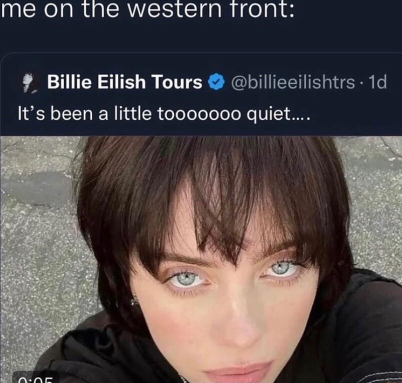 me on the western Tfront Billie Eilish Tours billiecilishtrs 1d Its been a little tooooooo quiet