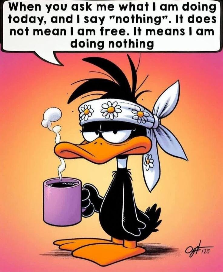 When you ask me what I am doing today, and I say 'nothing'. It does not mean I am free. It means I am doing nothing