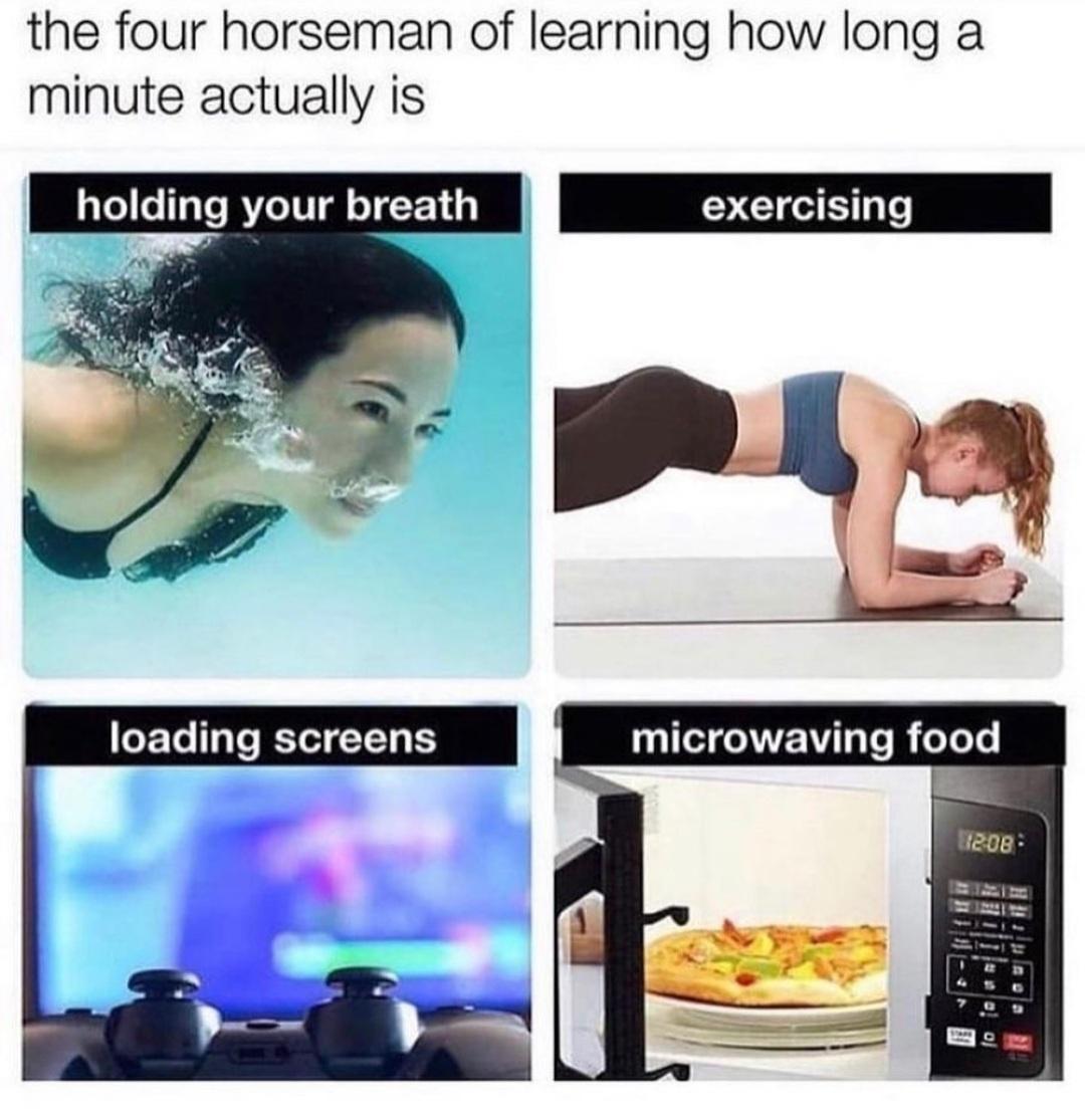 the four horseman of learning how long a minute actually is holding your breath