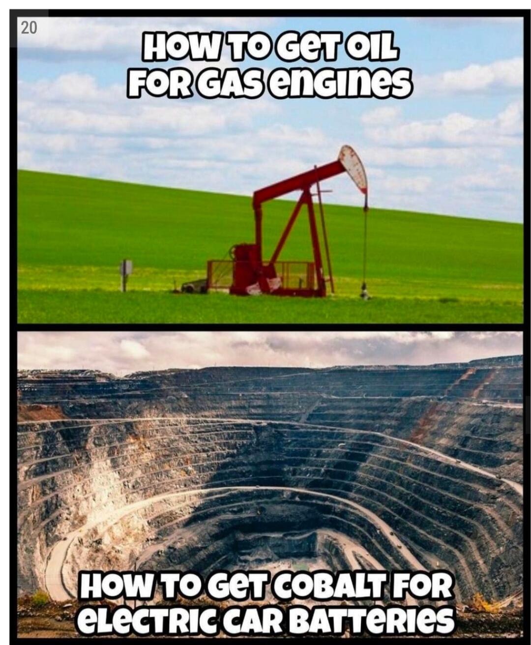 HOW TO GET OIL FOR GAS ENGINES HOW TO GET COBALT FOR ELECTRIC CAR BATTERIES