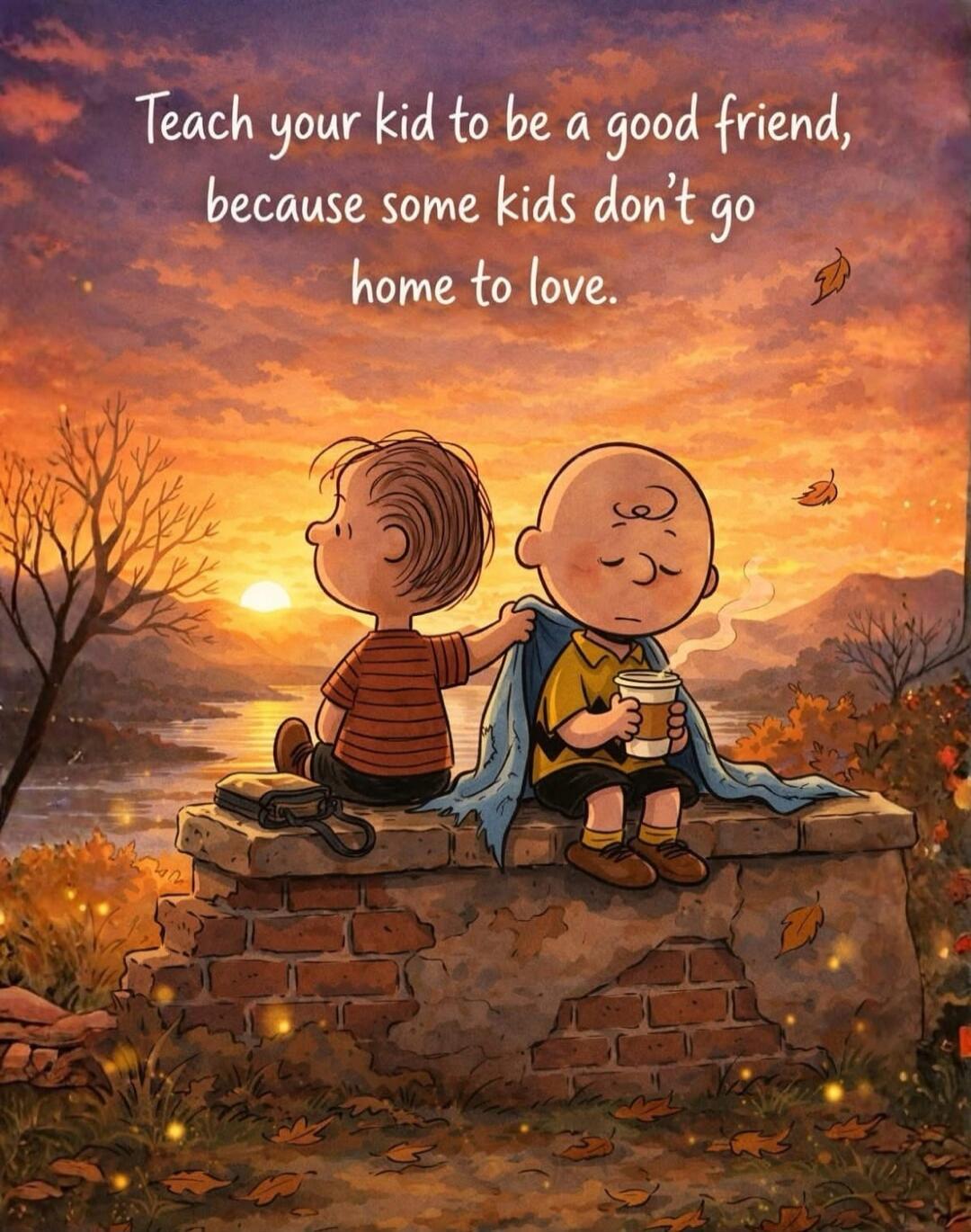 Teach your kid to be a good friend, because some kids don’t go home to love.