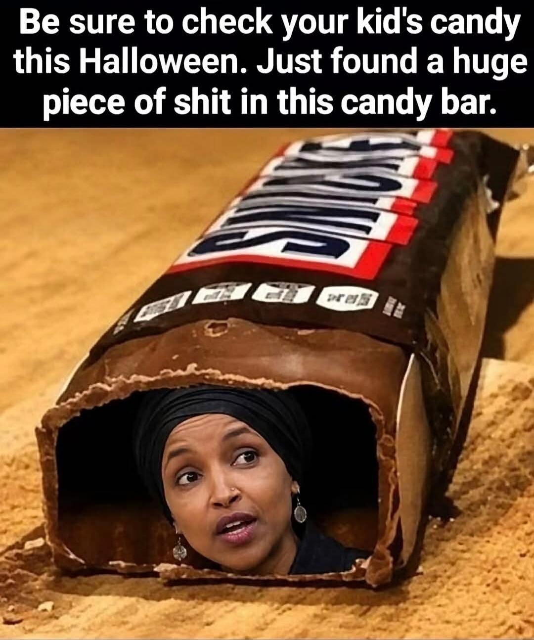 Be sure to check your kid's candy this Halloween. Just found a huge piece of shit in this candy bar.