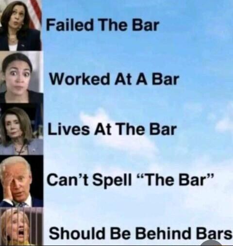 Failed The Bar L Worked At A Bar Lives At The Bar Cant Spell The Bar il Should Be Behind Bars
