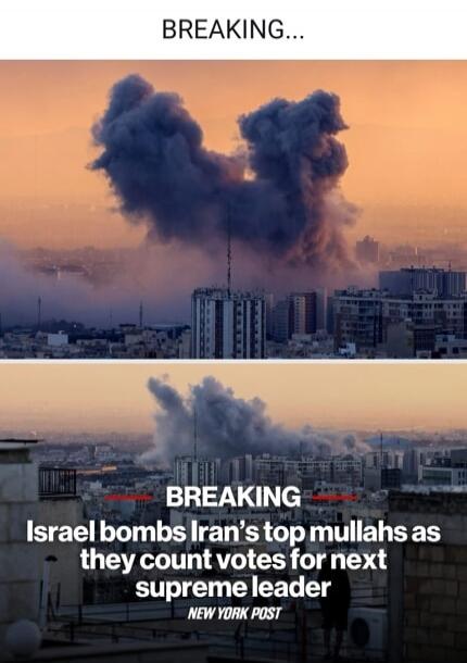 BREAKING...
Israel bombs Iran's top mullahs as they count votes for next supreme leader
NEW YORK POST