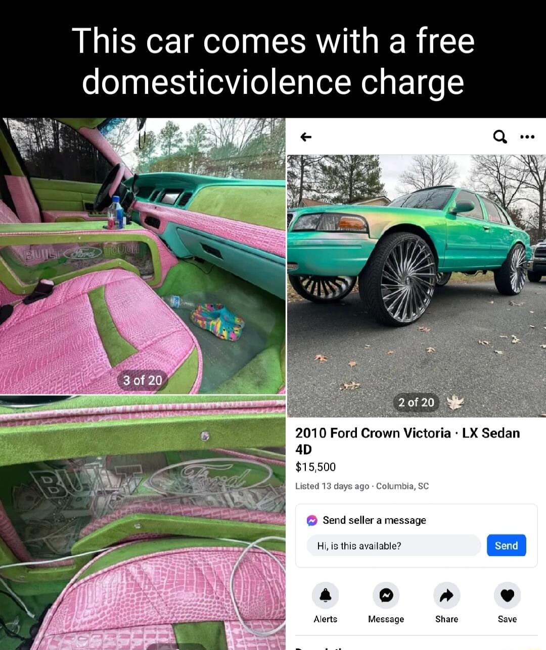 This car comes with a free domesticviolence charge 3