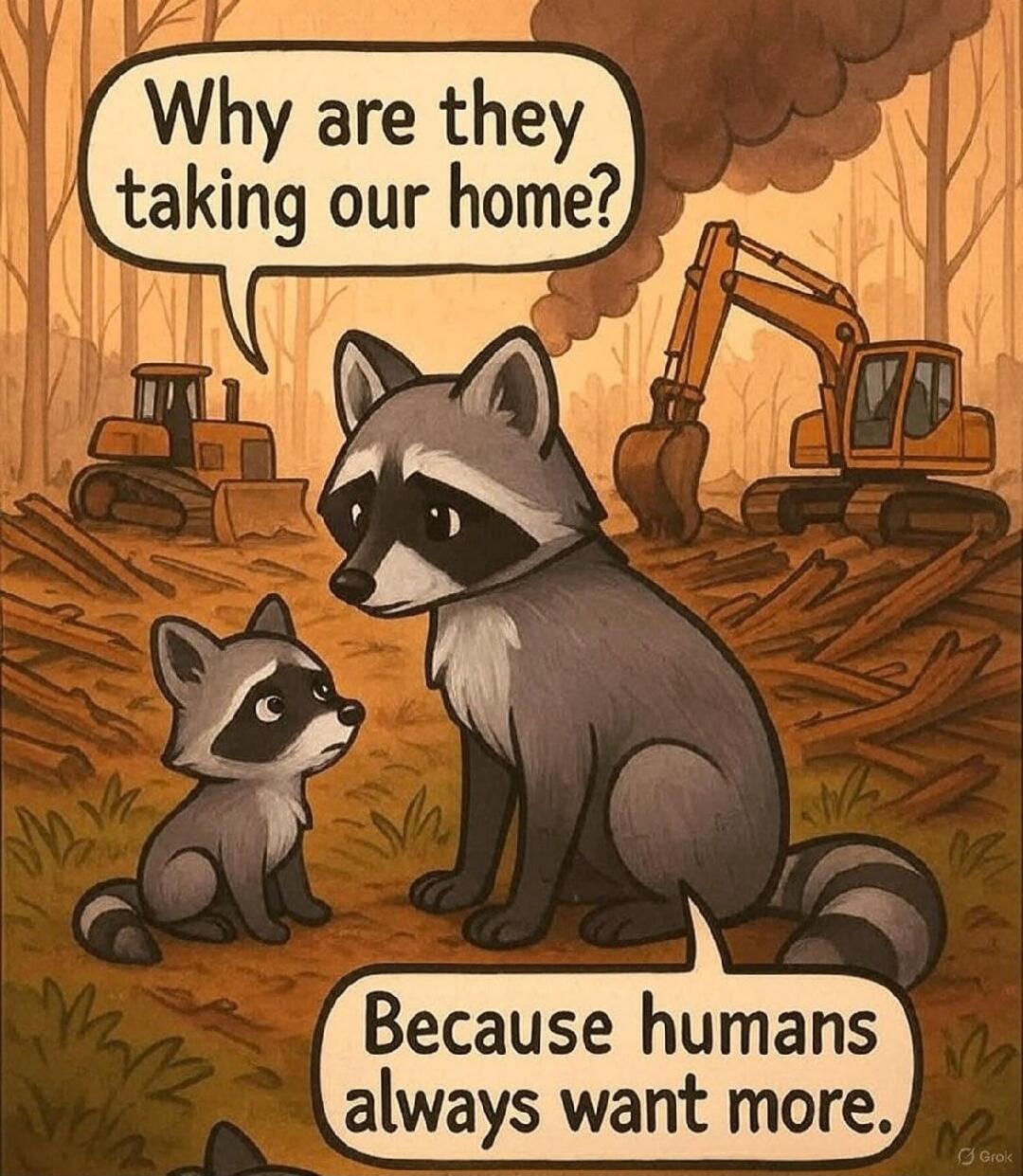 Why are they taking our home? Because humans always want more.