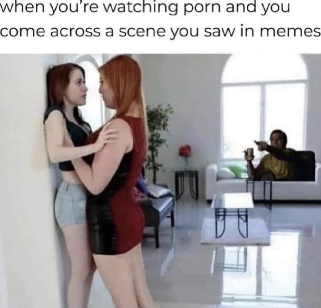when you're watching porn and you come across a scene you saw in memes