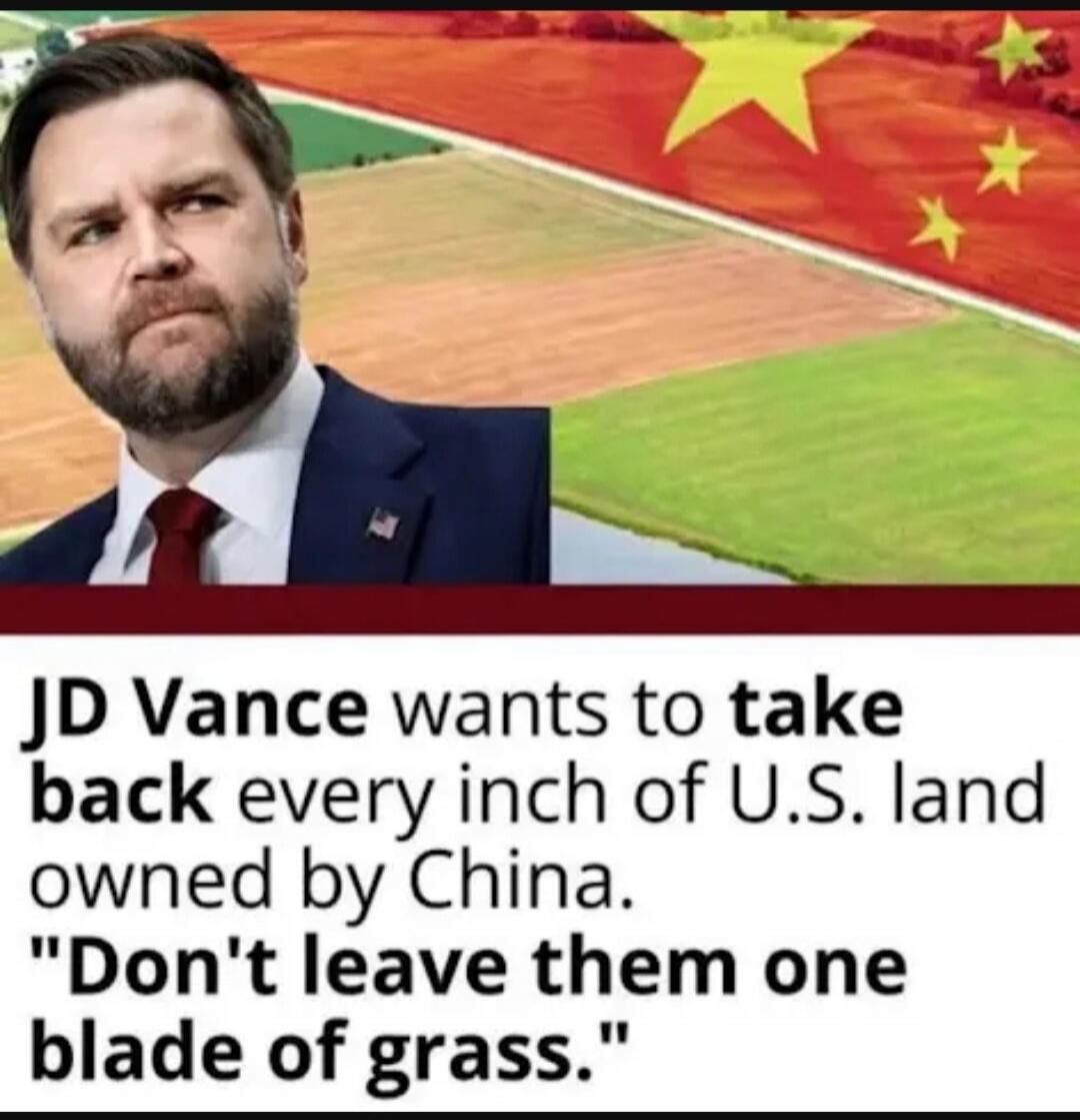 JD Vance wants to take back every inch of U.S. land owned by China. 