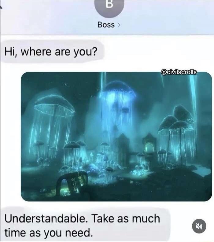 Hi, where are you?

[image: a blue, glowing underwater fantasy city with jellyfish-like structures]

Understandable. Take as much time as you need.