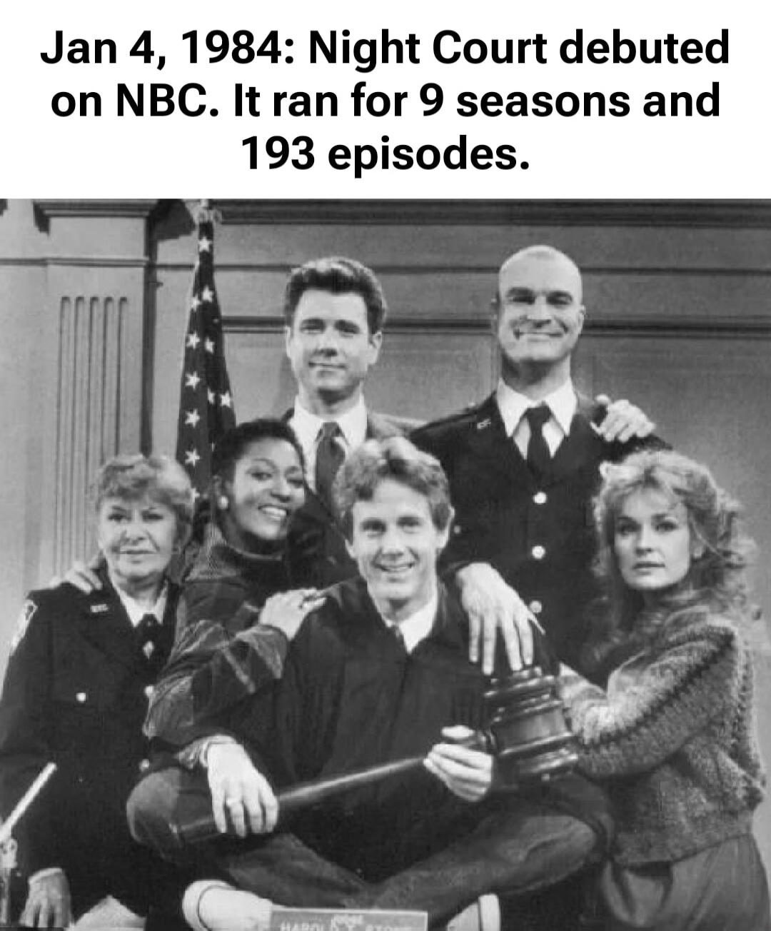 Jan 4, 1984: Night Court debuted on NBC. It ran for 9 seasons and 193 episodes.