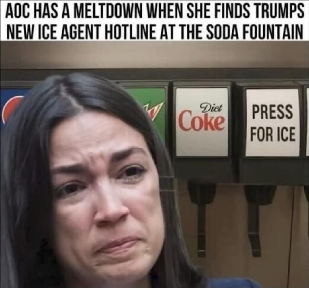 AOC HAS A MELTDOWN WHEN SHE FINDS TRUMPS NEW ICE AGENT HOTLINE AT THE SODA FOUNTAIN