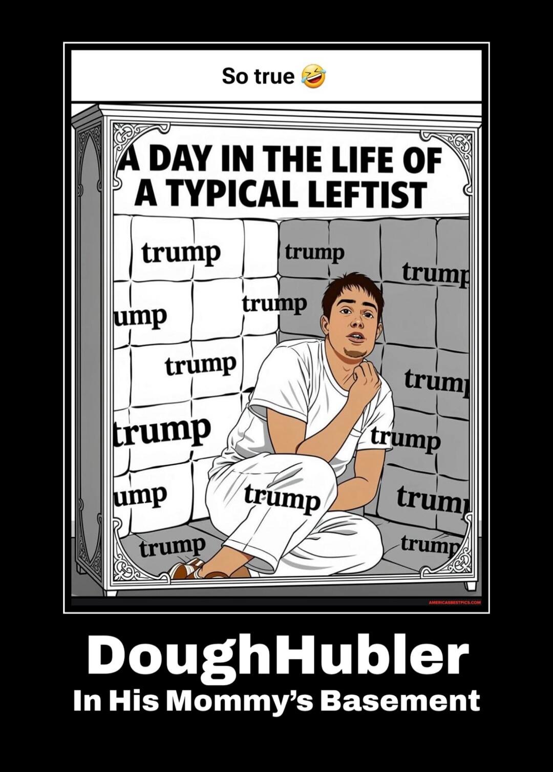 So true 😂 A DAY IN THE LIFE OF A TYPICAL LEFTIST trump trump trump ump trump trump trump trump ump trump trump DoughHubler In His Mommy's Basement AMERICASBESTPICS.COM
