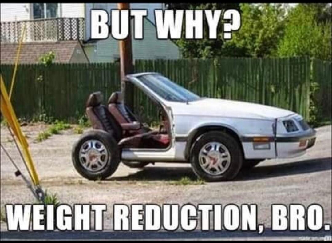 BUT WHY? WEIGHT REDUCTION, BRO.
