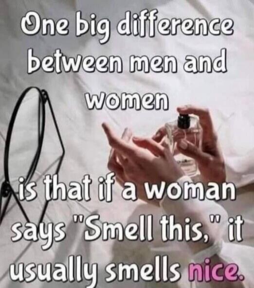One big difference between men and women is that if a woman says 