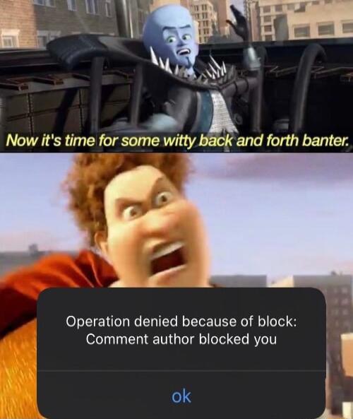 Operation denied because of block Comment author blocked you ok