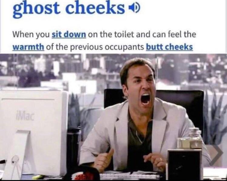 cheeks CI1CCKS When you sit down on the toilet and can feel the warmth of the previous occupants butt cheeks X e