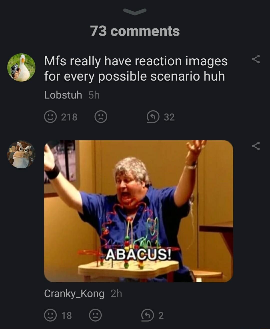 AL Mfs really have reaction images for every possible scenario huh Lobstuh 5h OFiIN Ok Cranky_Kong 2h ORLRNE OF