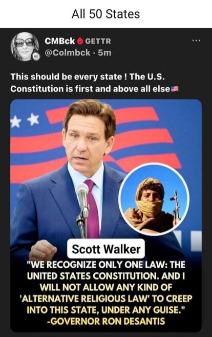 This should be every state! The U.S. Constitution is first and above all else. Scott Walker 