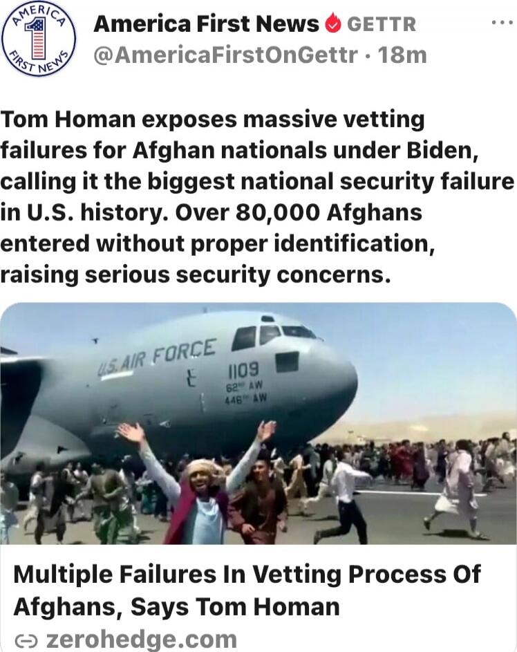 Tom Homan exposes massive vetting failures for Afghan nationals under Biden, calling it the biggest national security failure in U.S. history. Over 80,000 Afghans entered without proper identification, raising serious security concerns. Multiple Failures In Vetting Process Of Afghans, Says Tom Homan