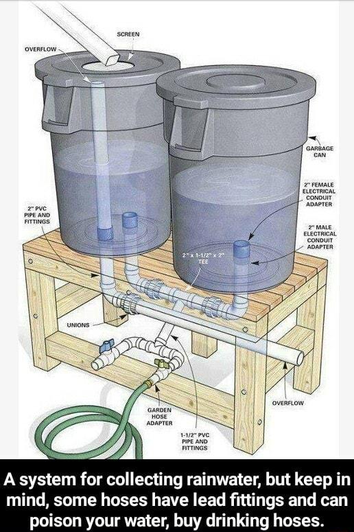 A system for collecting rainwater but keep in mind some hoses have lead fittings and can poison your water buy drinking hoses