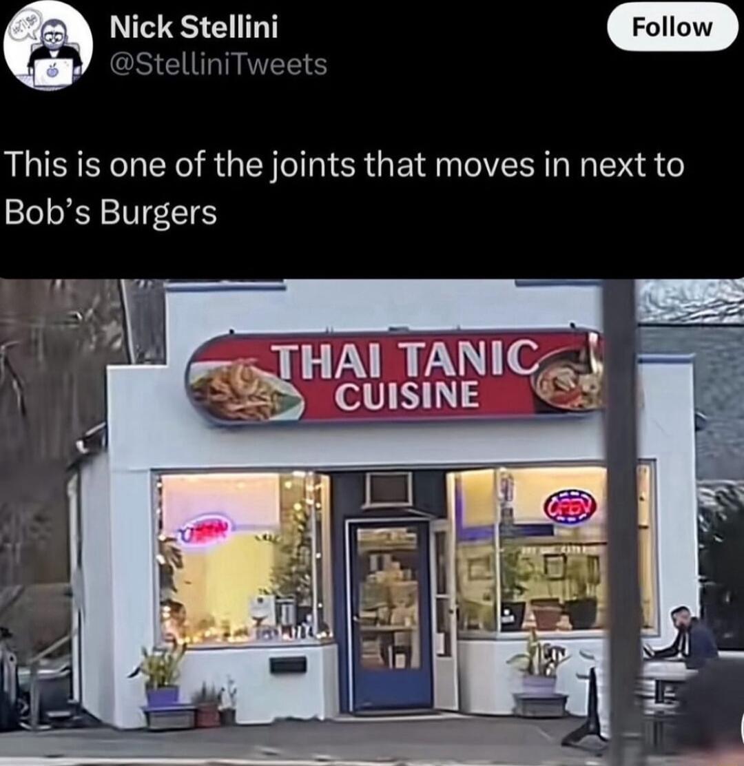 Nick Stellini StelliniT This is one of the joints that moves in next to Bobs Burgers HAI TANI CUISINE