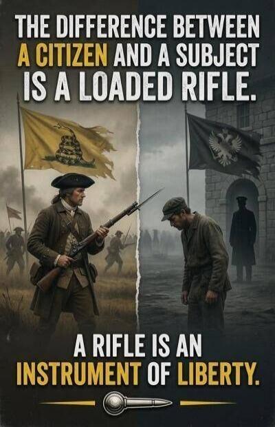 THE DIFFERENCE BETWEEN A CITIZEN AND A SUBJECT IS A LOADED RIFLE. A RIFLE IS AN INSTRUMENT OF LIBERTY.