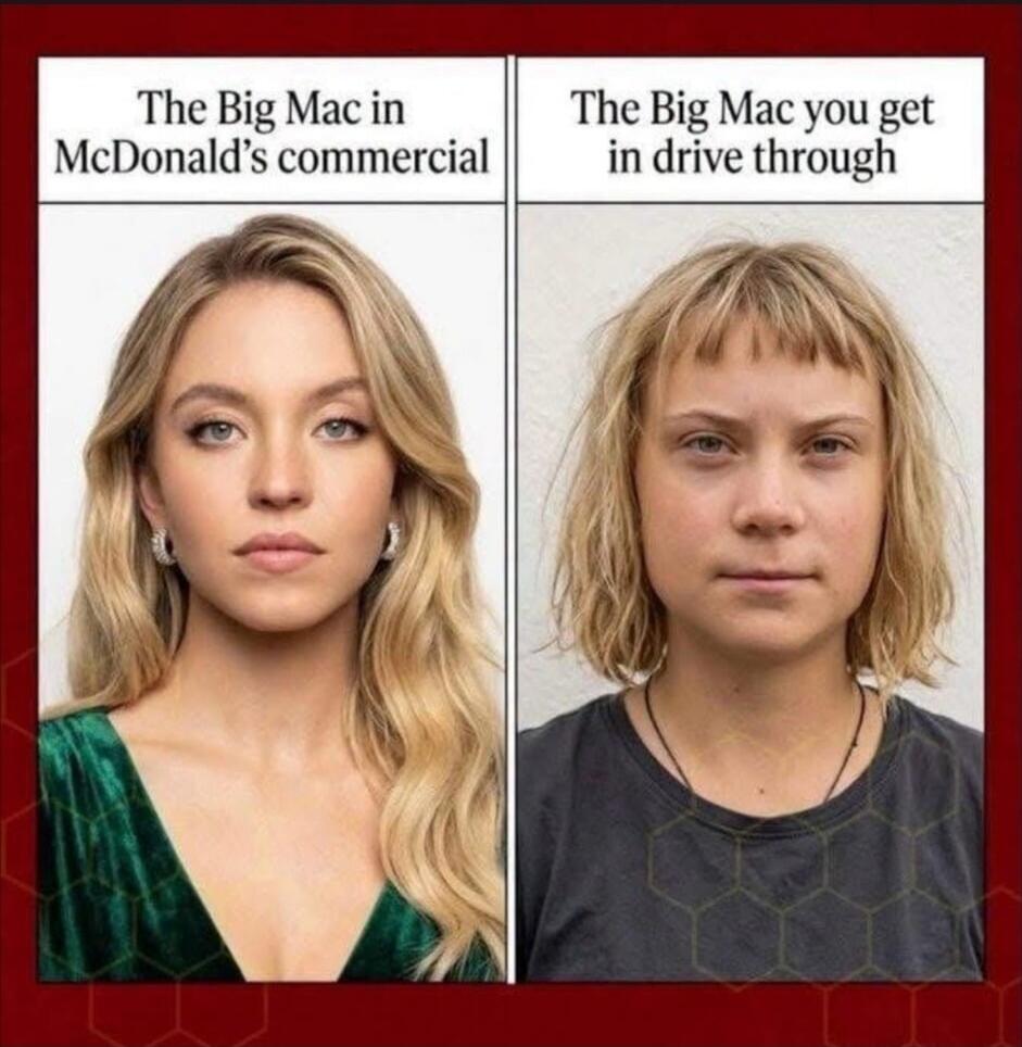 The Big Mac in McDonald's commercial. The Big Mac you get in drive through.