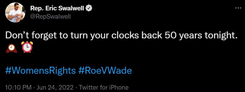 Dont forget to turn your clocks back 50 years tonight WomensRights RoeVWade 1010 PM Jun 24 2022 Tw