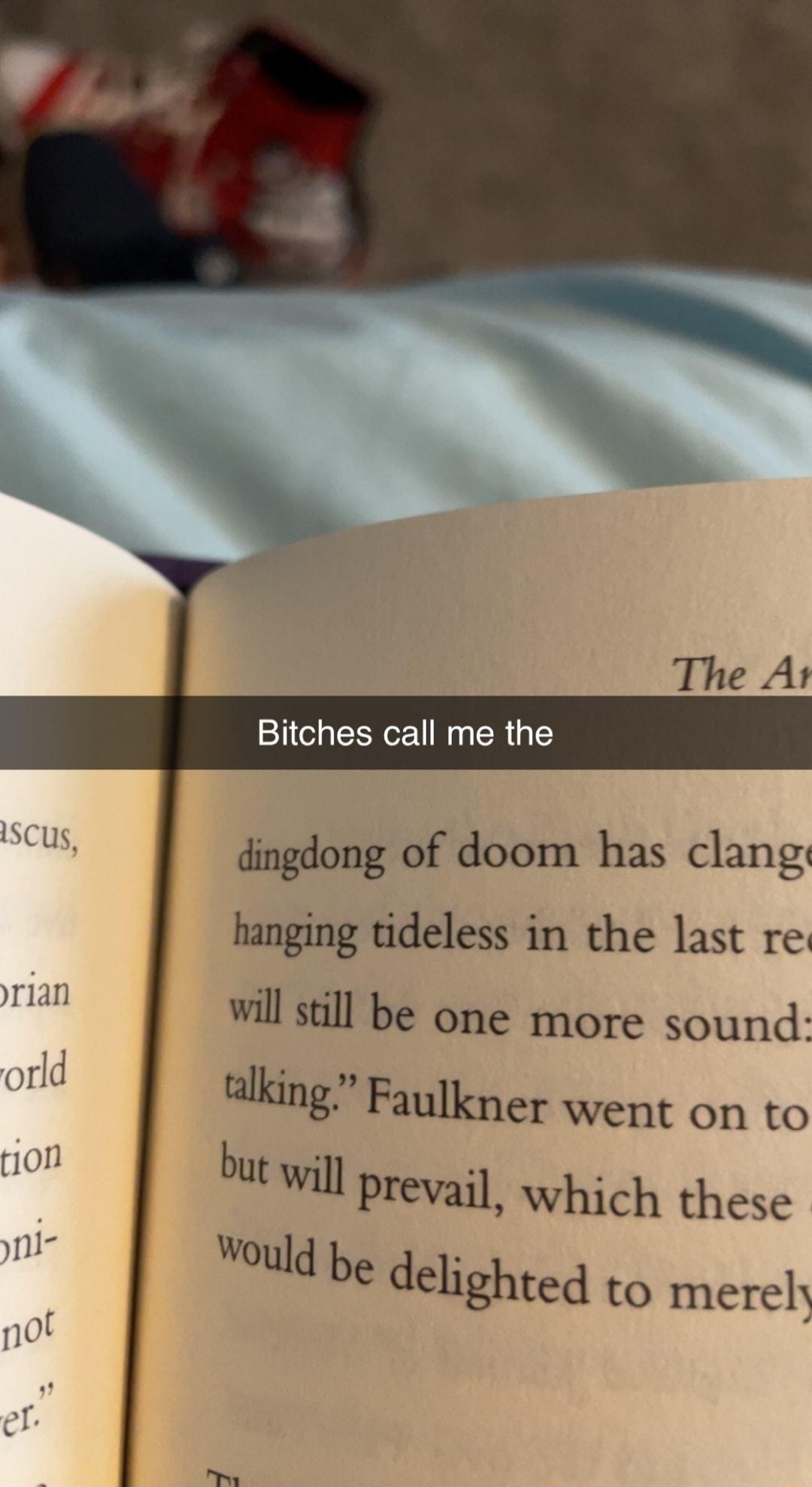Bitches call me the dingdong of doom has clang hanging tideless in the last re will still be one more sound tlking Faulkner went on to but will Prevail which these ould be delighted to merely