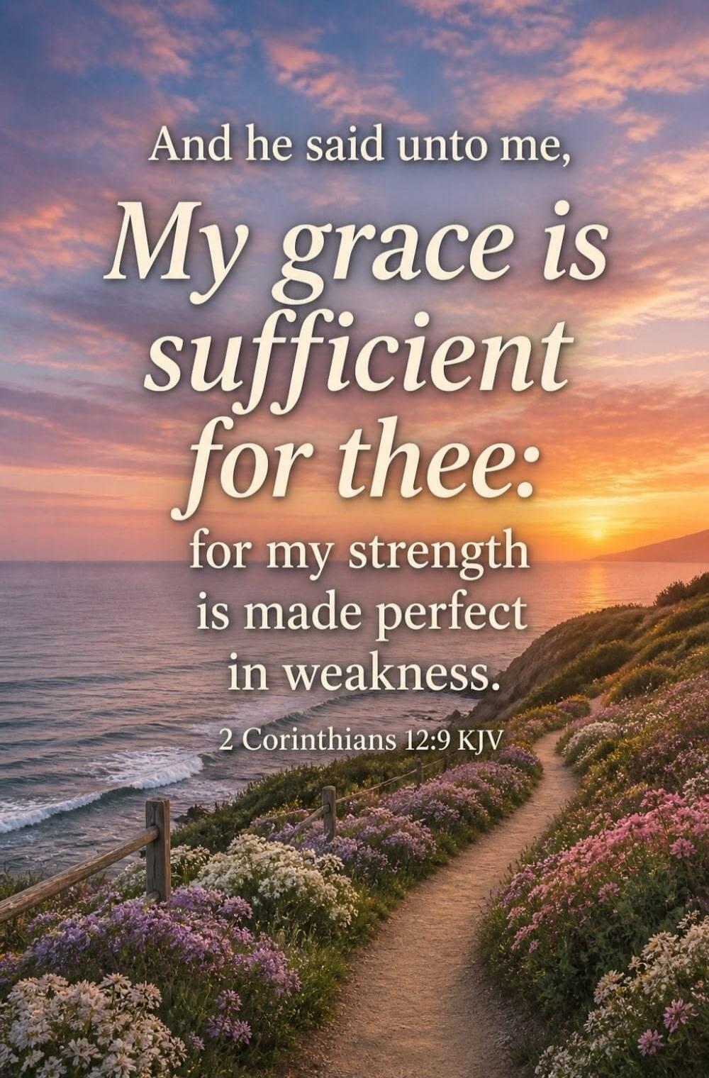 And he said unto me, My grace is sufficient for thee: for my strength is made perfect in weakness. 2 Corinthians 12:9 KJV