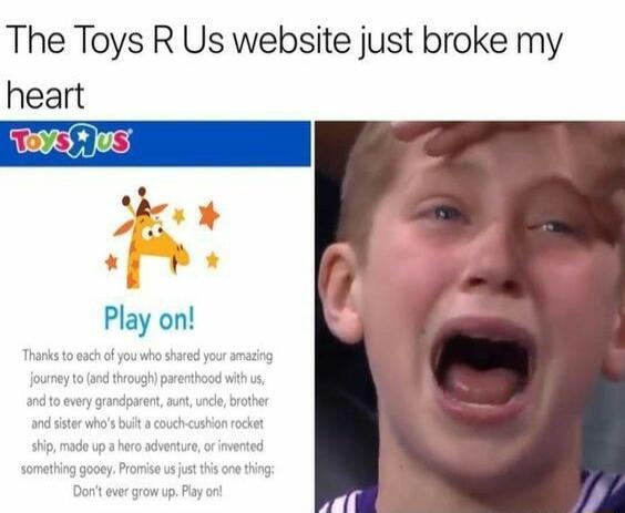 The Toys R Us website just broke my heart