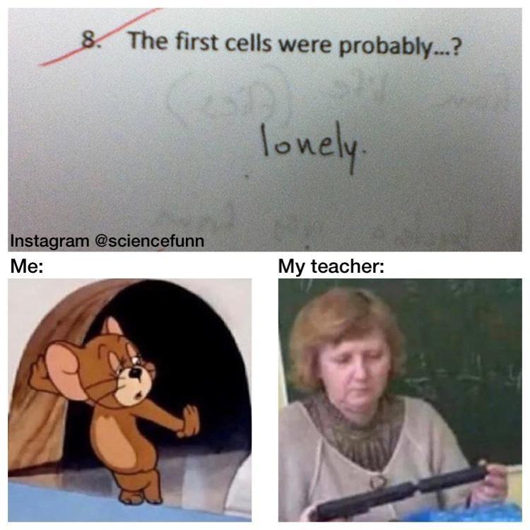 8 The first cells were probably My teacher